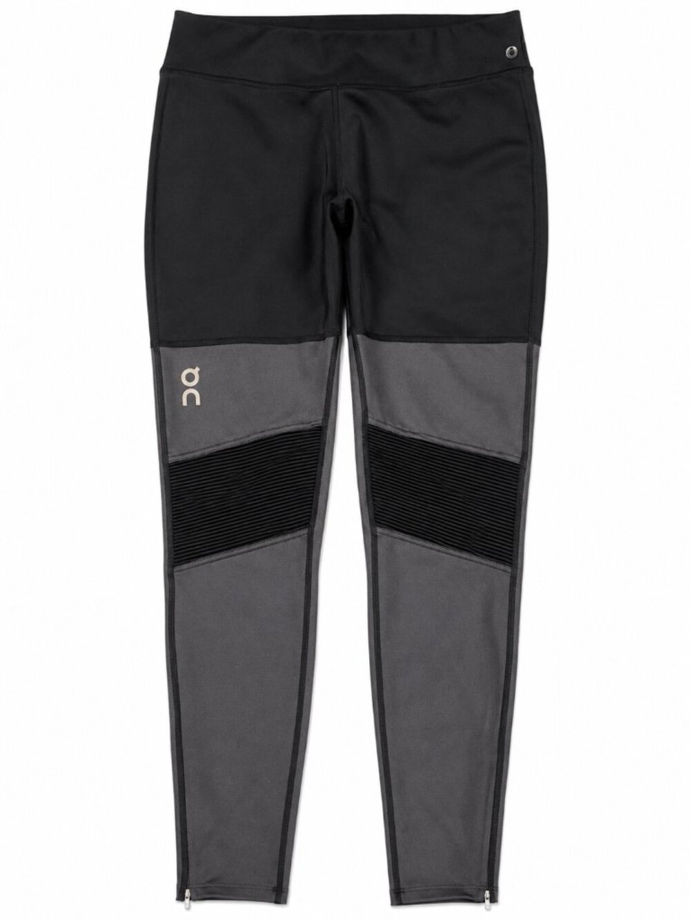 On Running Cloud Tights Long Men's Large Black Charcoal Reflective Ankle Zip EUC